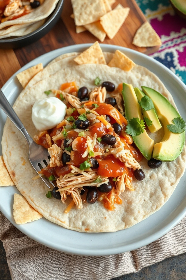 creamy salsa chicken burritos